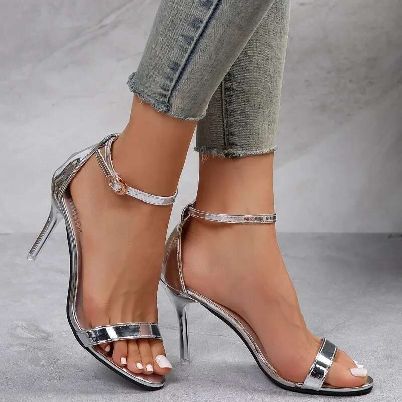 Summer Open Toe Solid Color Simple Elegant Fashion Sandals for Women New Sexy Pin Buckle Comfortable Banquet Party High Heels