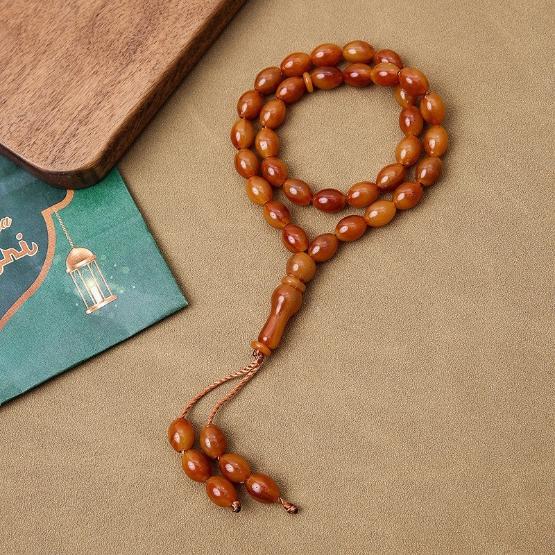 33 Muslim Tabiha Islamic daily prayer beads, straight hair