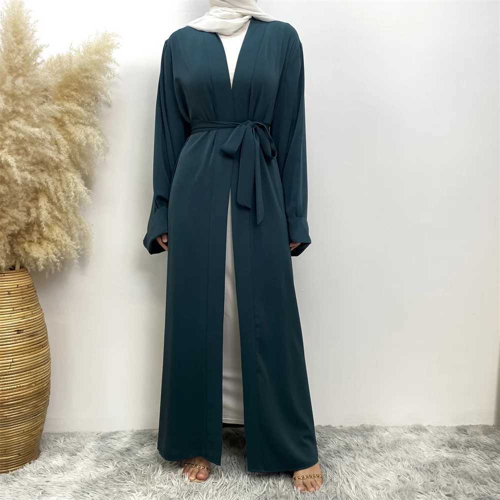 Muslim Fashion Dubai Abaya Long Hijab Dresses with Belt Islam Clothing Abayas African Dresses for Women Kaftan Robe Musulmane M X2505141