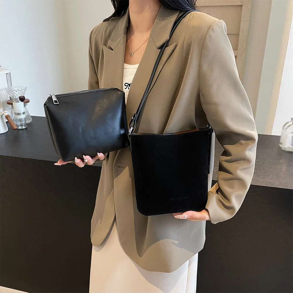 Trendy Women Fashion Lady Casual Leather Shoulder Bag Soft Underarm Pack Female Suede Tote Bucket Handbag For Girls