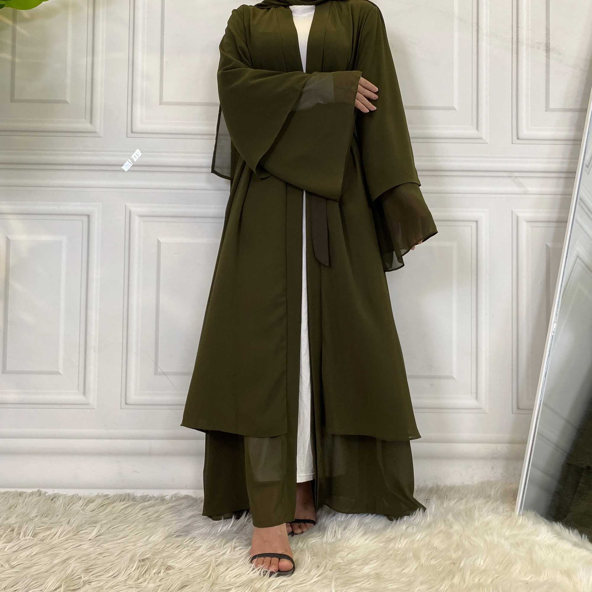 New Muslim Middle East fashion womens long dress Arab Dubai Turkey elegant womens cardigan chiffon robe X250514