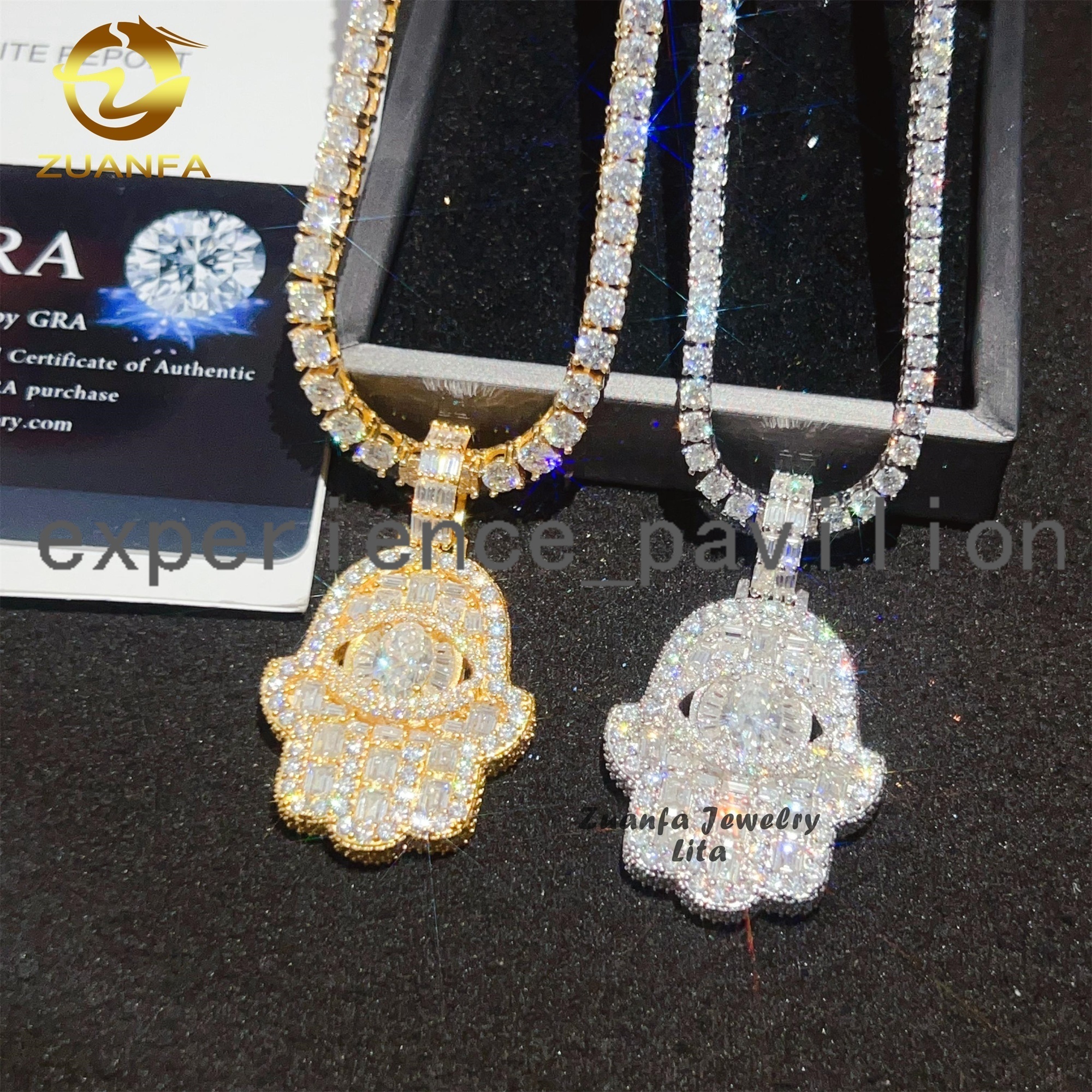 Fine Jewelry Top Quality Hip Hop Rapper Charms Silver 925 Iced Out VVS Moissanite Diamond Hamsa Pendant