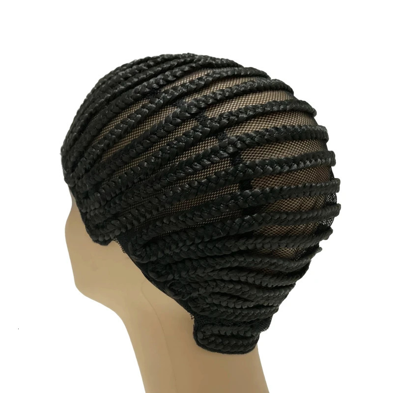 Braided Wig Cap For Crochet Hair Braids Breathable Cornrow Cap for Easier Sew in Weave Hair Glueless Black Cornrow Crochet Wig C 250513