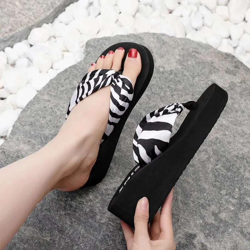 Women Home Slippers Zebra Veins Ladies Wedges Flip-p Outdoor Casual Shoes Summer Platform Unisex Female Light Sandals Sides