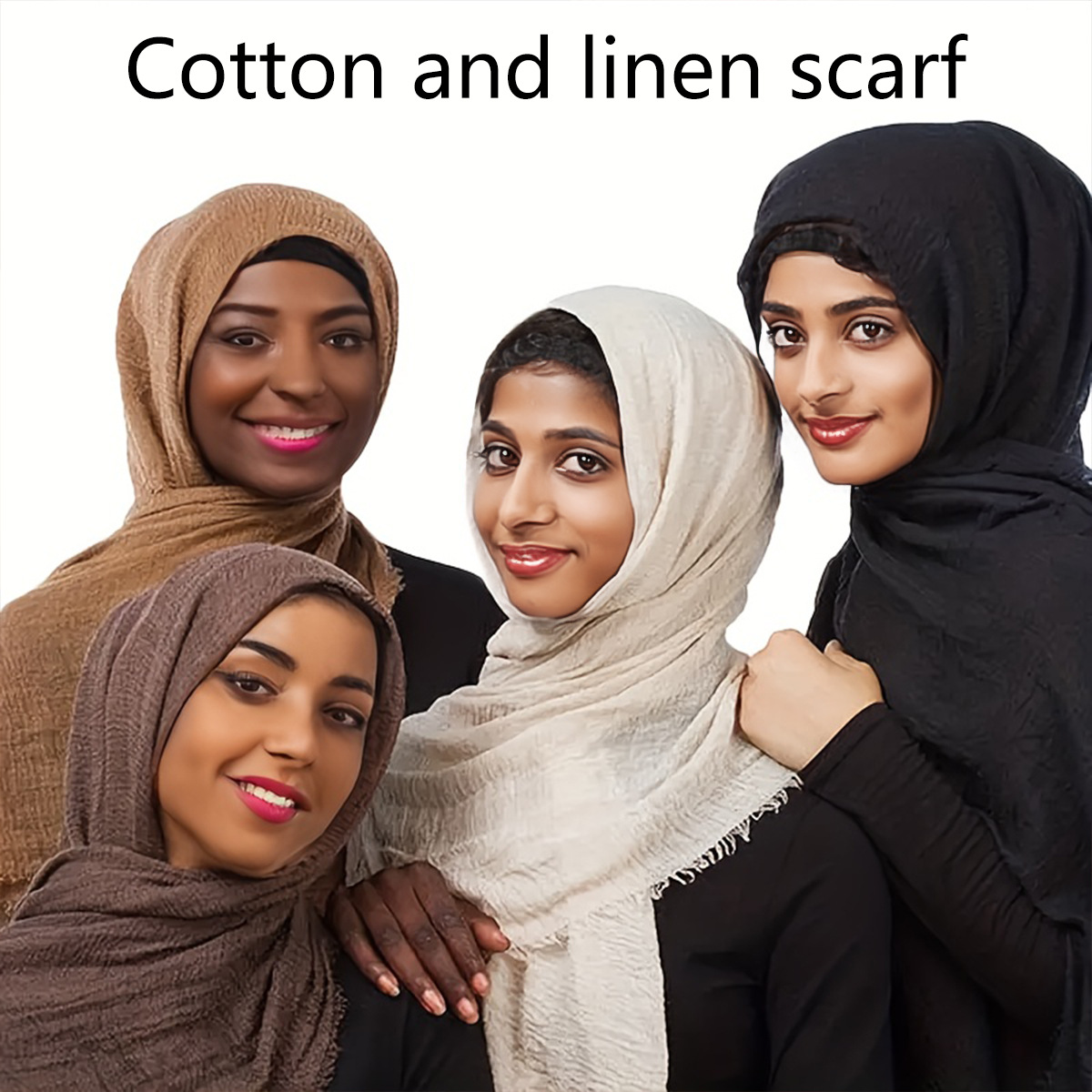 K721 Cross-border cotton and linen scarf women's gauze scarf new style solid color summer sun protection breathable shawl retro rough edge silk s