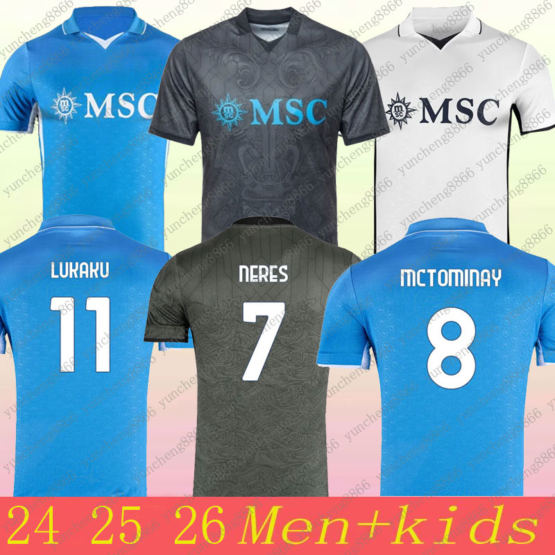 24 25 soccer jerseys Maglia Napoli football jersey Zielinski Anguissa Olivera Kvaratskhelia Kids Football Shirt Osimhen Fabian Lozano Home Away BALOLTS DE FOOT