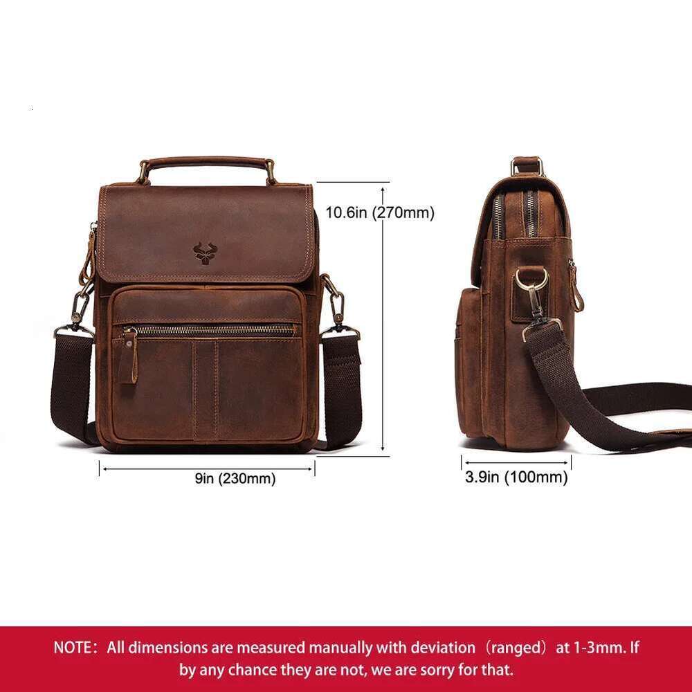 HUMERPAUL Full Grain Leather Shoulder Retro Business Crossbody For Work Large Capacity Male Messenger Travel Bag
