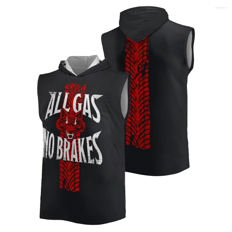 Men's Tank Tops Black Jacob Fatu All Gas No Brakes Top 2025 Gym Quick Dry Breathable 3D Printed Sports Casual Hooded Vest