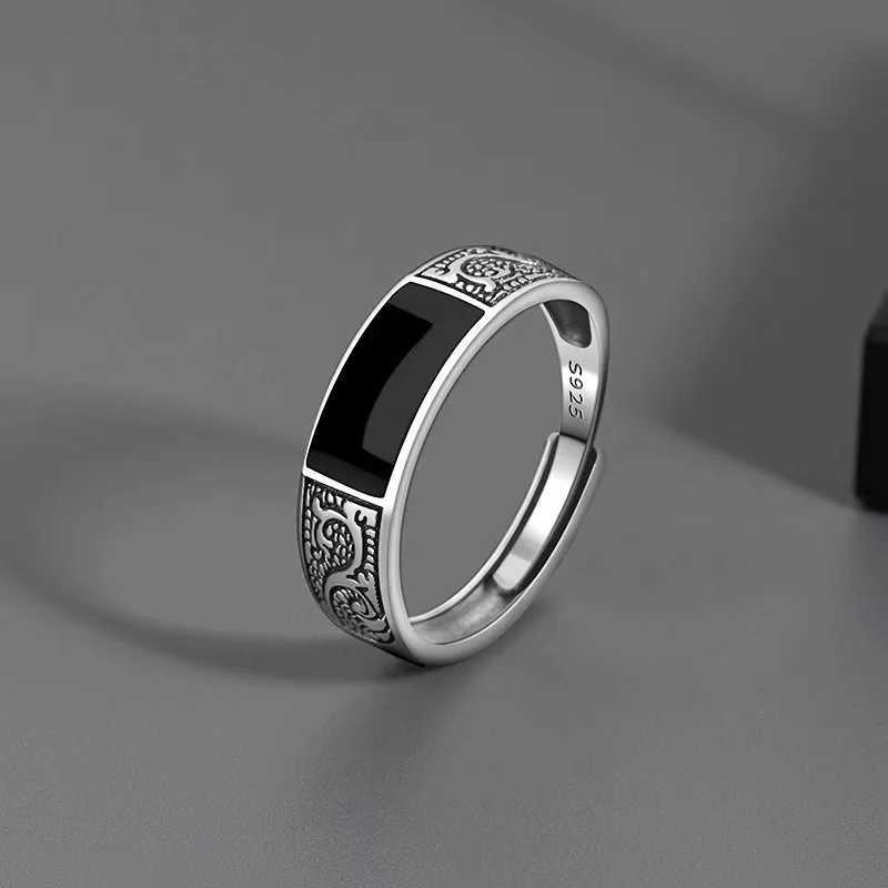 925 Sterling Silver Mens Ring High Quality Luxury black Gem For Men Wedding Fine Jewelry Accories Party GiftsXJ250514