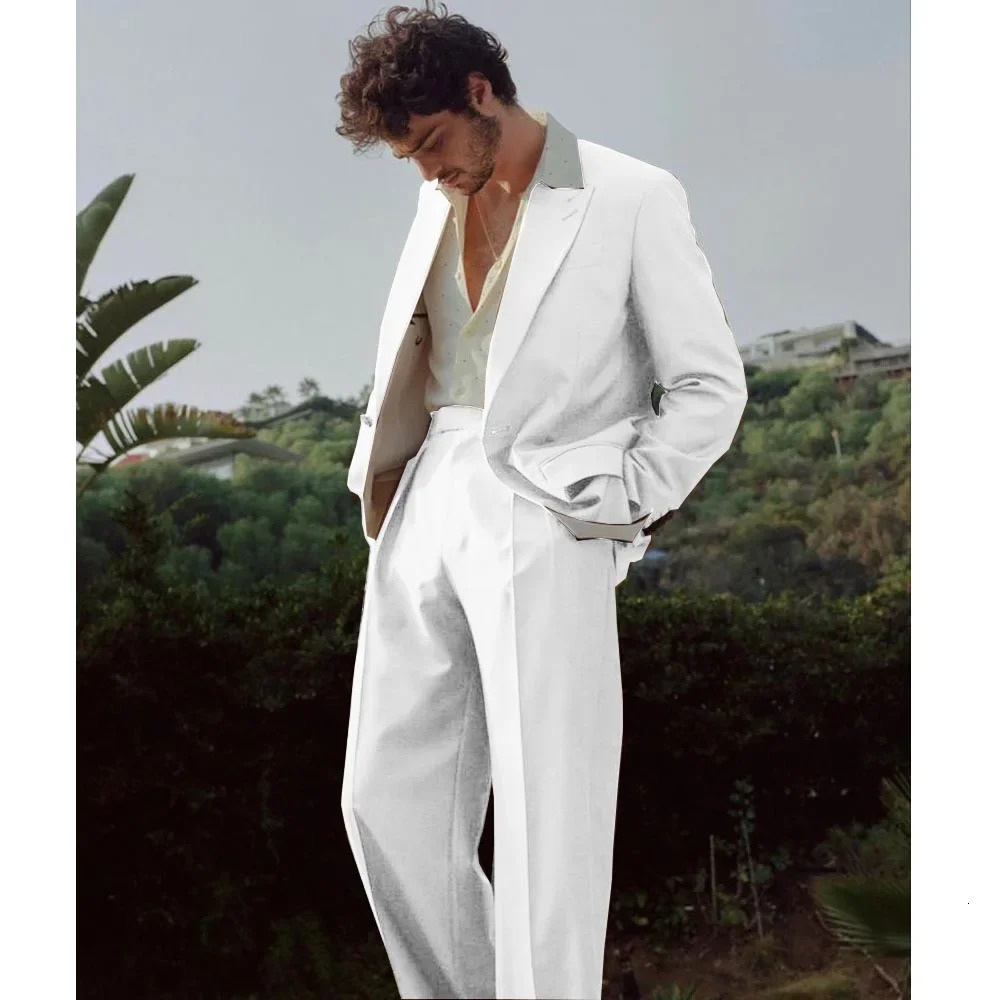 2024 Classic Mens Jacket Pants Single Chest French Serge Two Piece Business Casual Clothing 250506