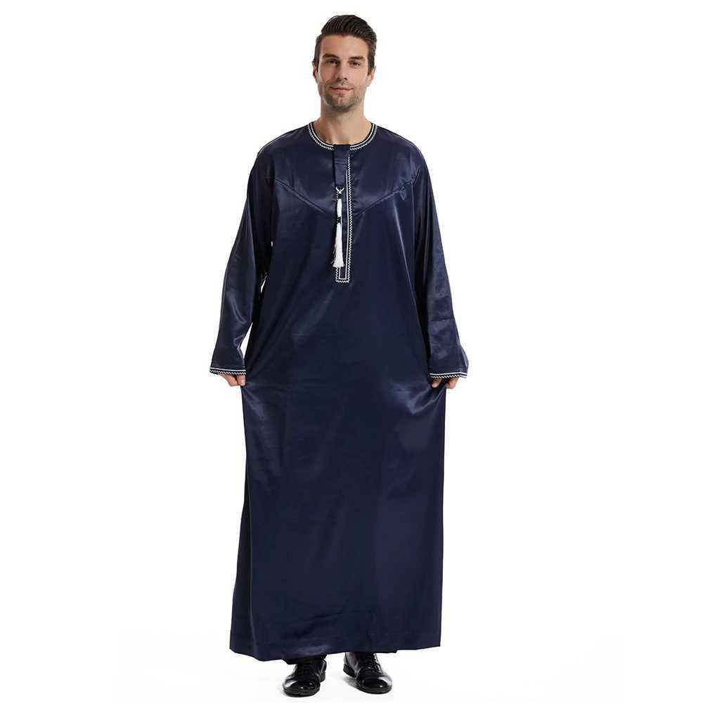 2025 Muslim Men Abaya Open Front Zipper Jubba Thobe Dress Turkey Kaftan Arabia Dubai Saudi Caftan Islamic Ramadan Abayas Middle East X2505141
