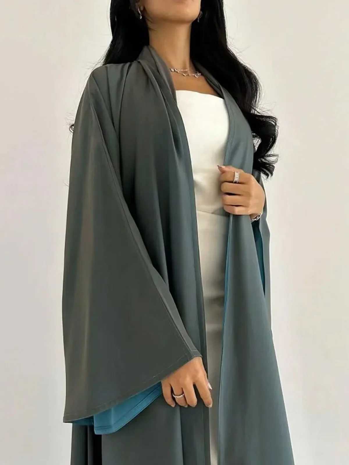 Middle-East Loose Abaya Muslim Women Full Slve Islamic Abayas Turkey Kaftans Jilbabs Islamic Maxi Dresses Worn on Both Sides X250514
