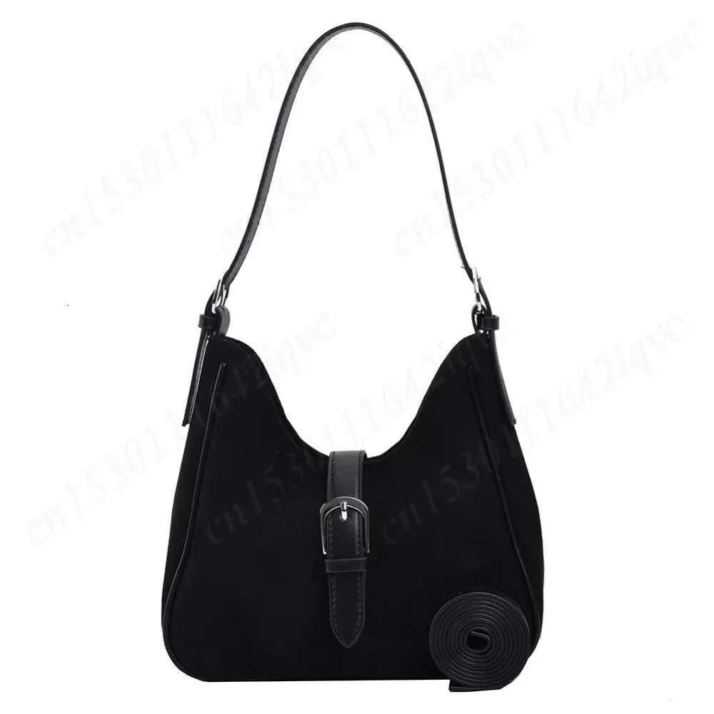 Women Suede Shoulder Adjustable Strap Hobo Crossbody with Zipper Handbag Solid Tote Commuter Bag for Work Travel