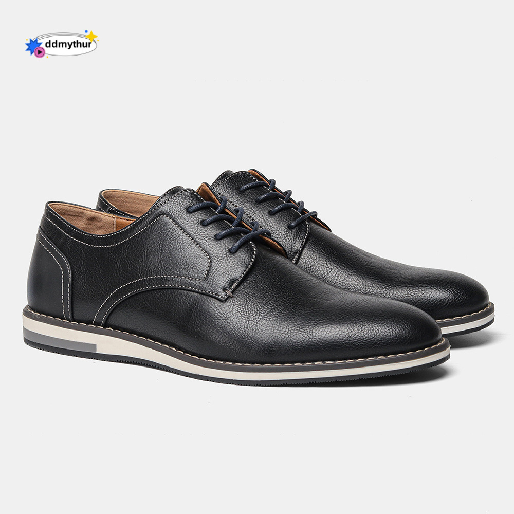 Large Single Colored Breathable Men's Comfortable Casual Leather Shoes ddmythur