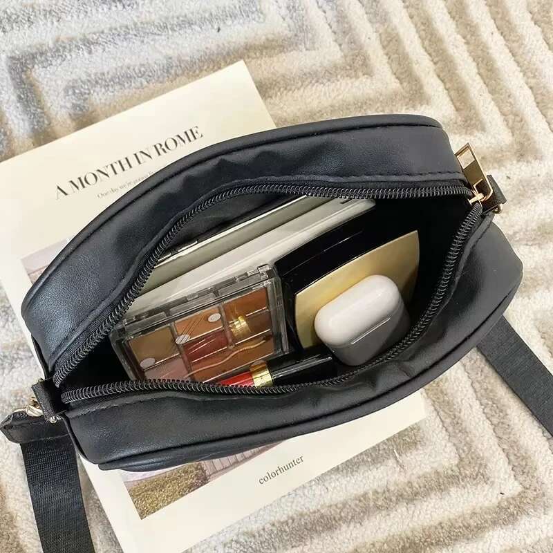 Small Fashion Women's Crossbody Bag PU Leather Zipper Handbag Designer Messenger Summer Travel Purse for Female
