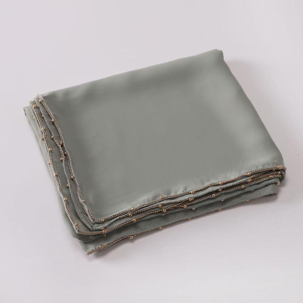 T709 New cross-border pure color silk filament broken card seam metal chain long scarf Hui ethnic scarf scarf