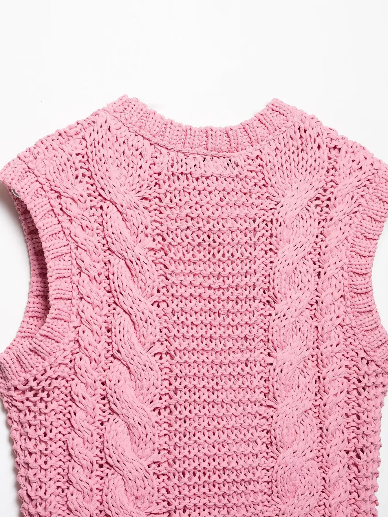 Zevity 2025 Women Sleeveless Flower Buttons n Twist Knitting Vest Sweater Female Chic Casual Cardigan Waistcoat Tops SW9019 250506