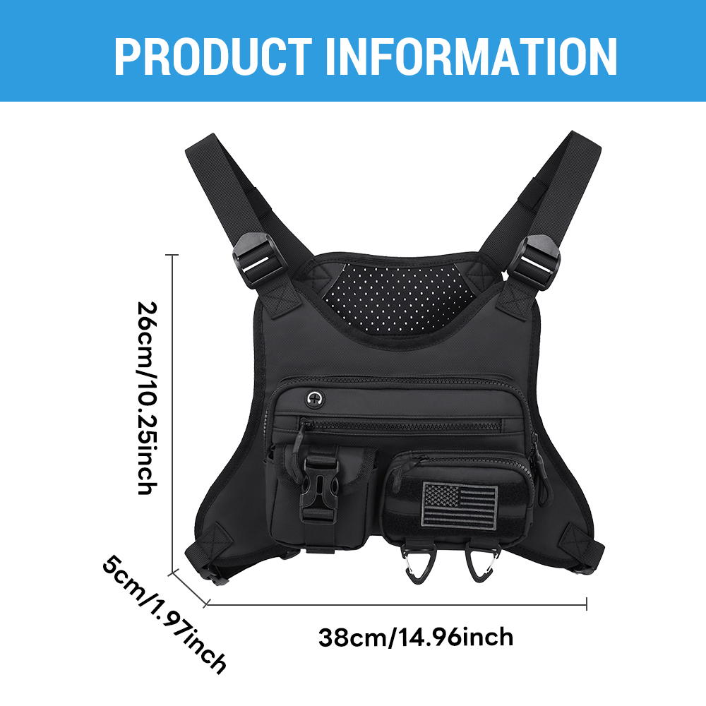 Sports Chest Bag For Men, Water Resistant Lightweight Front Running Vest Bag With Built-In Phone Holder & Extra Storage For Workouts, Cycling | 558