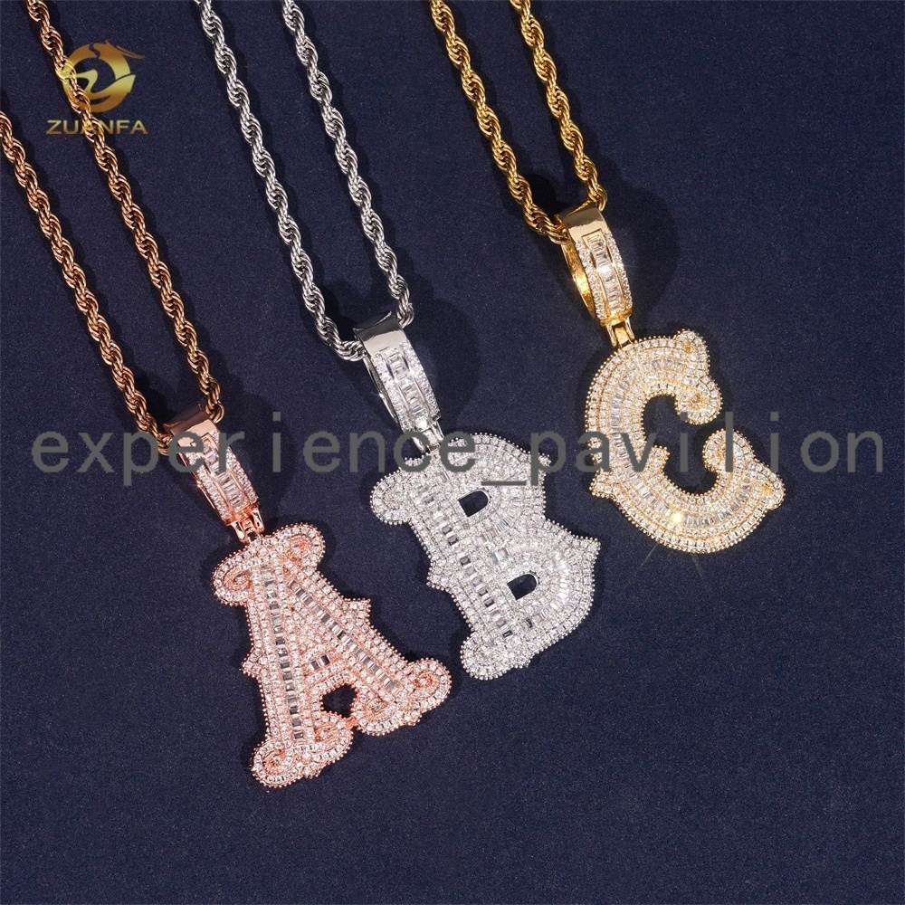 Top Quality GRA Certified Hip Hop Initial Iced Out 925 Sterling Silver Custom Moissanite Letter Pendant