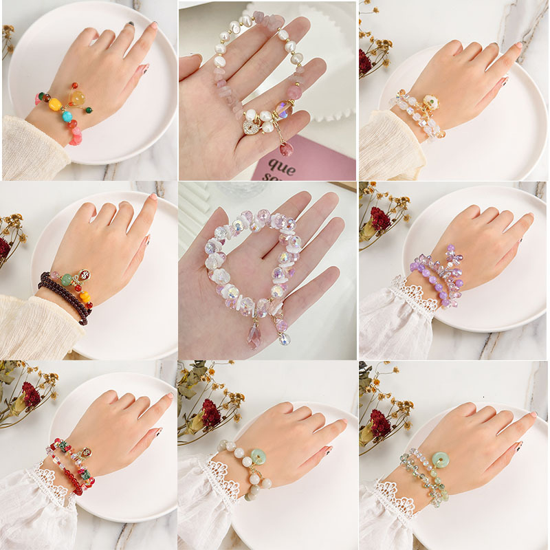 New internet famous crystal for women, cute, sweet style, small and fresh bracelet, personalized jewelry, pearl bracelet combination