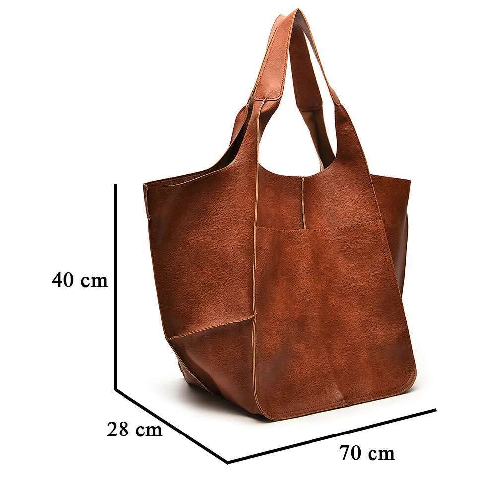 Vintage Large Capacity Handbags PU Soft Leather Big Designer Women Shoulder Beach On Vacation Woman Bag Tote 2024