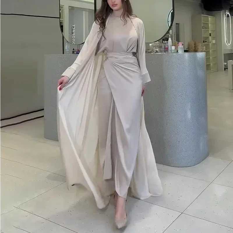 Ramadan Eid Abaya Dress for Women 2 Piece Set Women Dubai Saudi Islam Morocco Kaftan Party Long Robe Open Abayas Vestidos X250514