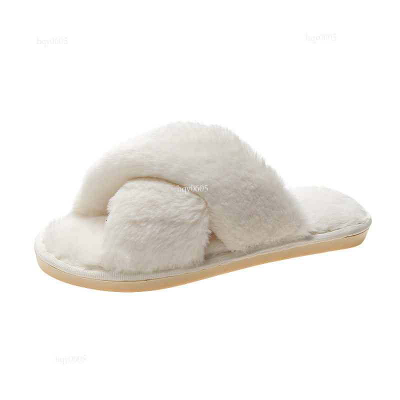 Top brand, high-quality new products, designer's new shoes, 2025 autumn and winter women's fashion cross belt, solid color plush home cotton