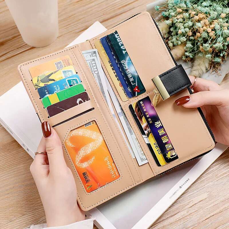 Hollow Leaves PU Leather Women's Long Wallet Fashion Female Coin Purses Hasp Zipper Clutch ID Credit Card Holders Money Bag Clip