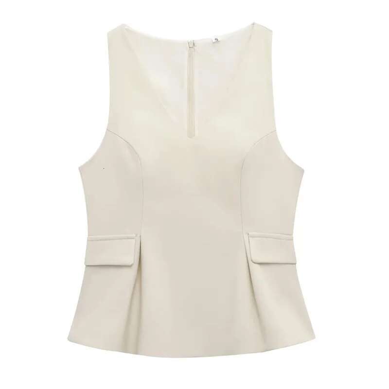 TRAF Women's Tanks Crop Summer 2025 Sleeveless Solid For Woman Fitted Off Shoulder Casual Tops With Straps Vest