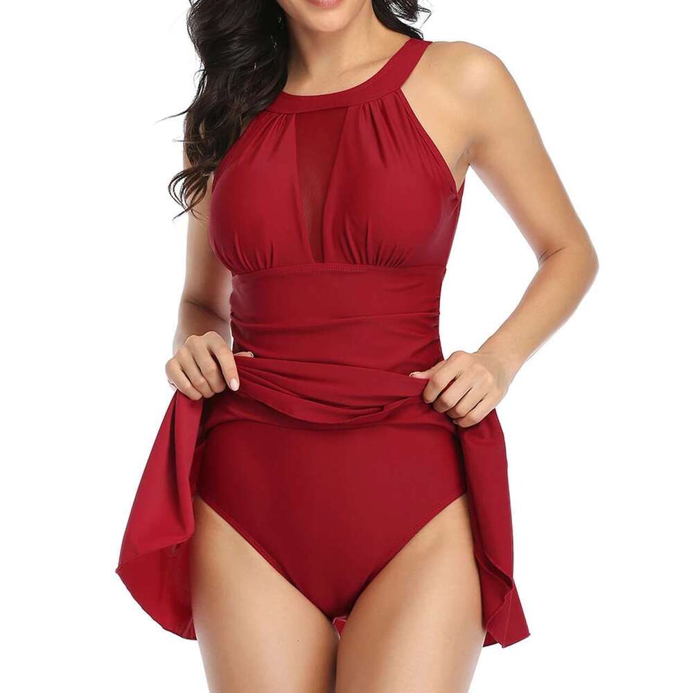 Backless Print Swimsuit Dress Women High Waist Bikini Swimwear Female Padded Bathing Suit Swimming Beachwear Summer Tankini