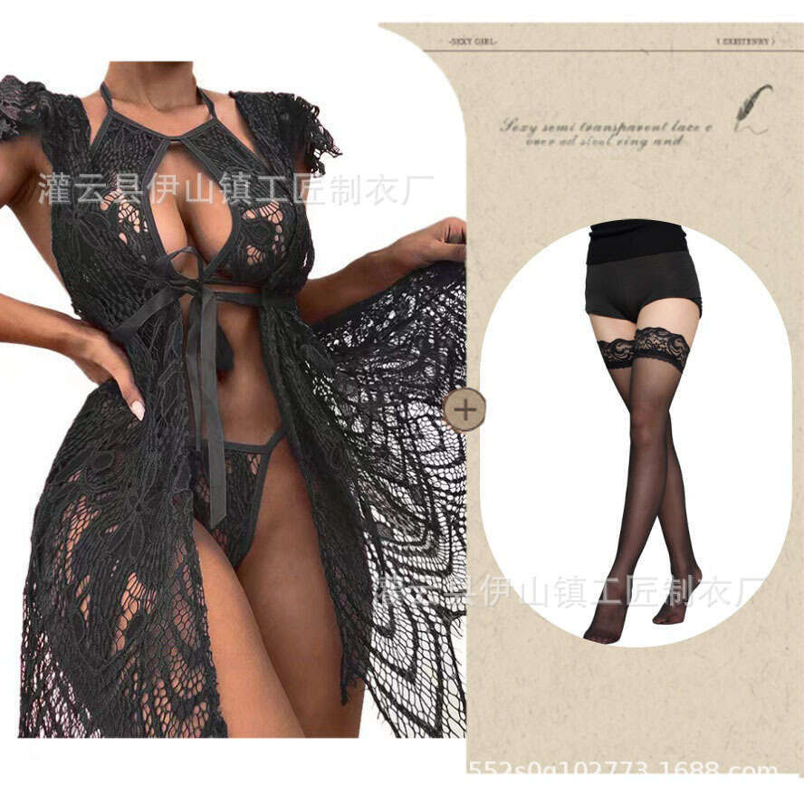 Sexy Lace Lingerie Feminine Lace Three Point Erotic Lingerie Perspective Seductive Set KQ