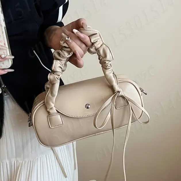 Womens Handbag Classic PU Sahel Bags Bow Bost INS Korea Style Tote Bag Ladies Girls Purse Pleated Shoder Bag 2025 Z250514