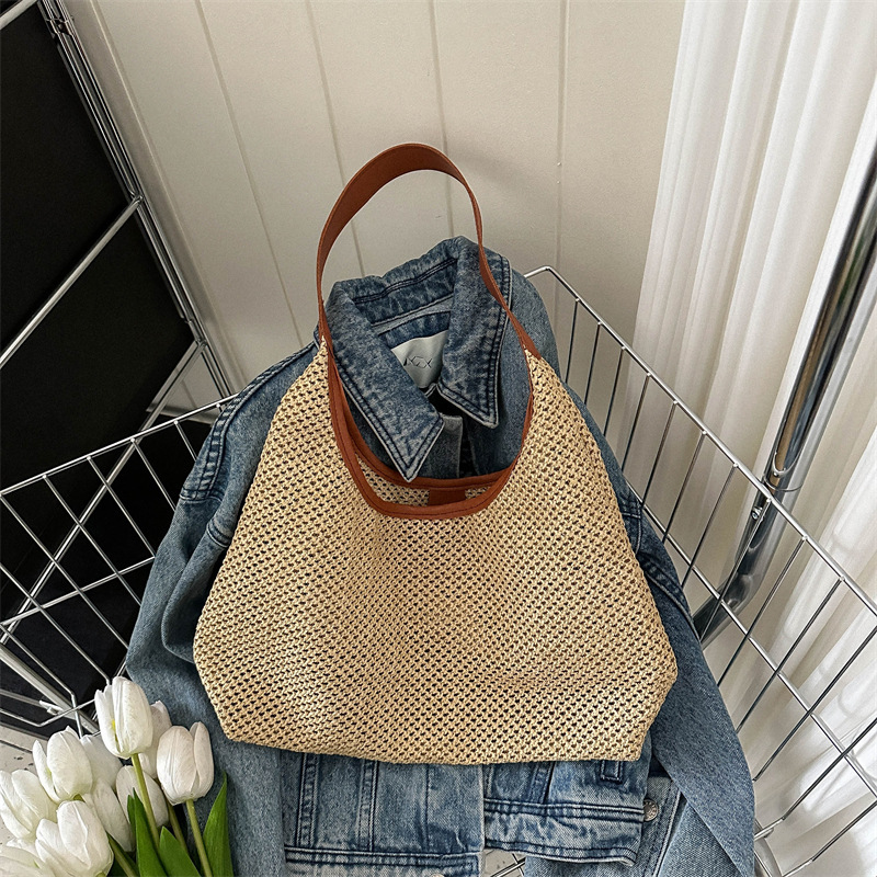 Free Delivery Designer Bag Internet Celebrity Korean Ins Tote Straw Woven Large Capacity Underarm Shoulder Beach For Women Luxury Bag