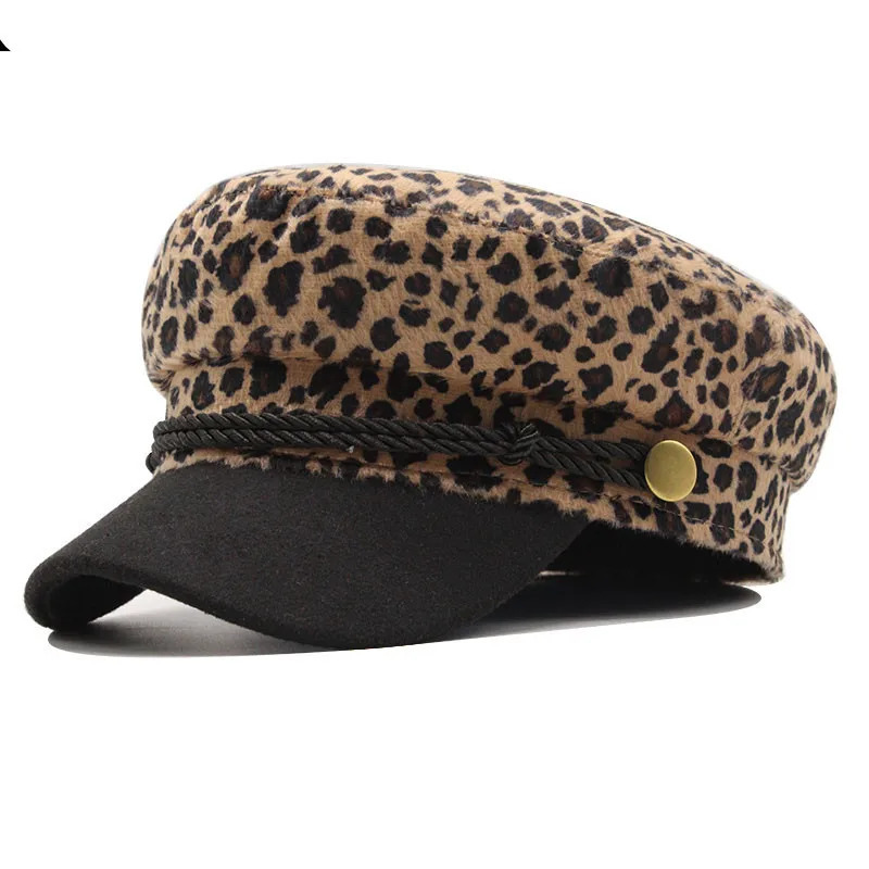 Vintage leopard print Berets for Women Fashion y2k Flat Army Cap Salior Hat 250514
