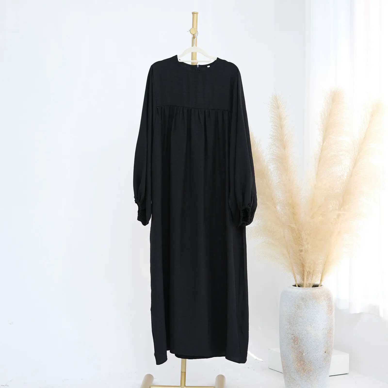 African Solid Color Loose Abaya Simple Dress Zipper Breastfding Loos Robe Fashionable Kaftan X250514