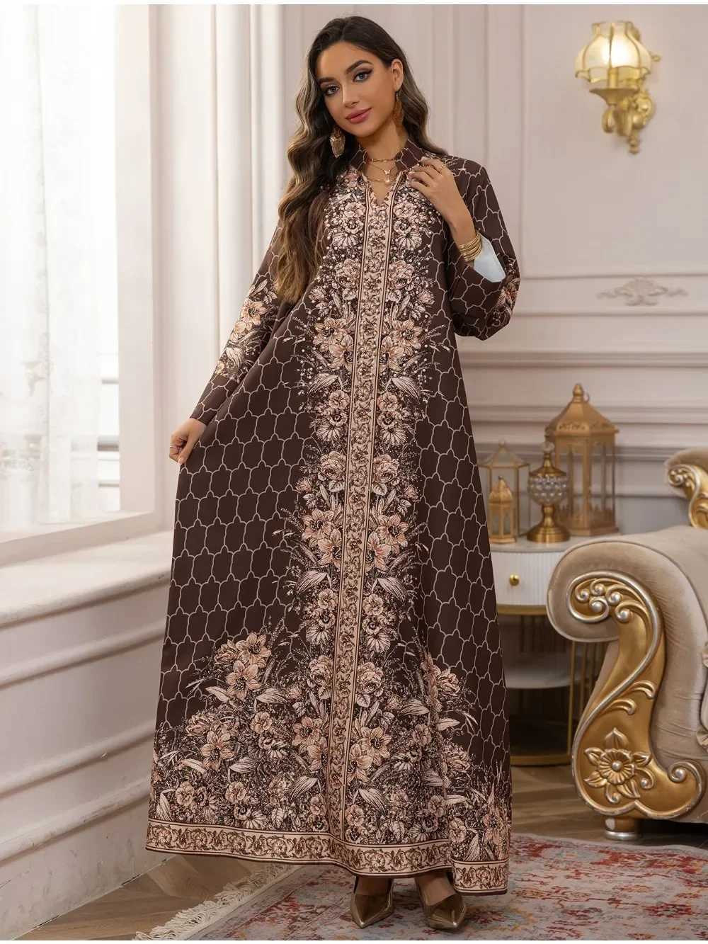 Muslim Dress Women Abaya for Eid Diamond Party Dresses Arab Long Robe Print Abayas Dubai Morocco Kaftan Islam Jalabiya Vestidos X250514