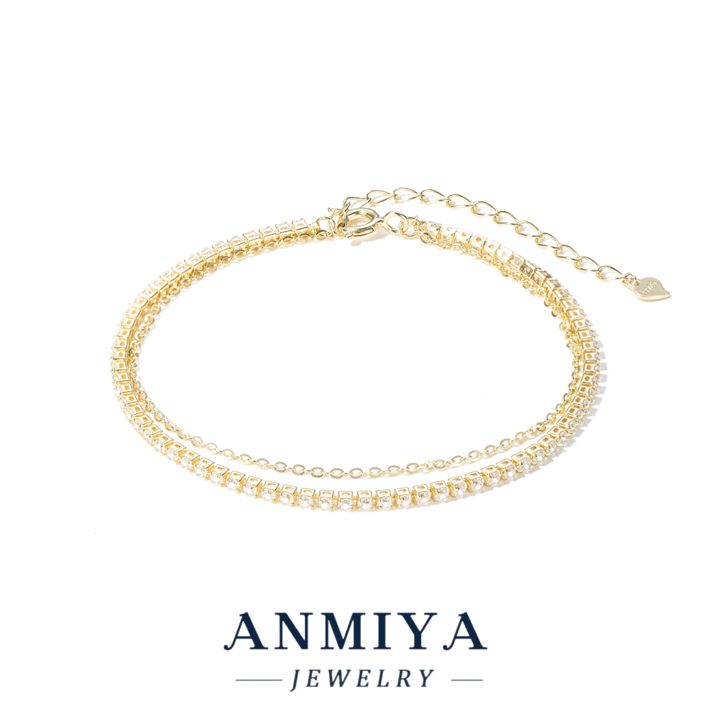 Minimalism S925 Silver Jewelry Double-Layered Tennis Chain Bracelet, 5A Cubic Zircons Tennis Chain Jewelry