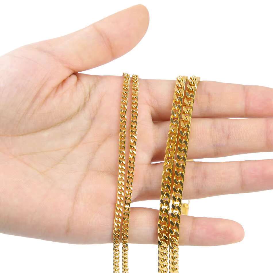 DHCollections gold square chain hip-hop Cuban design men's necklace bracelet