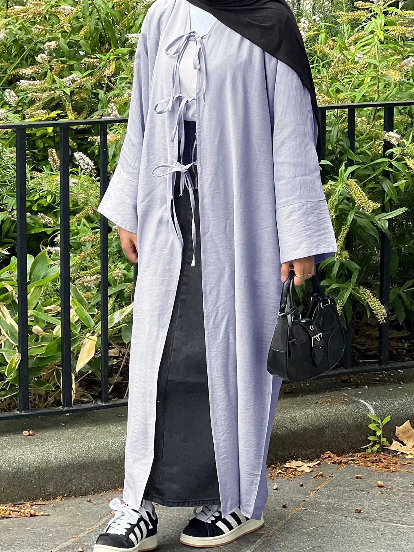Ramadan Eid Muslim Women Modest Arab Open Abaya Long Dress Jalabiya Lace Up Cardigan Robe Morocco Dubai Abayas Kaftan Vestidos X250514