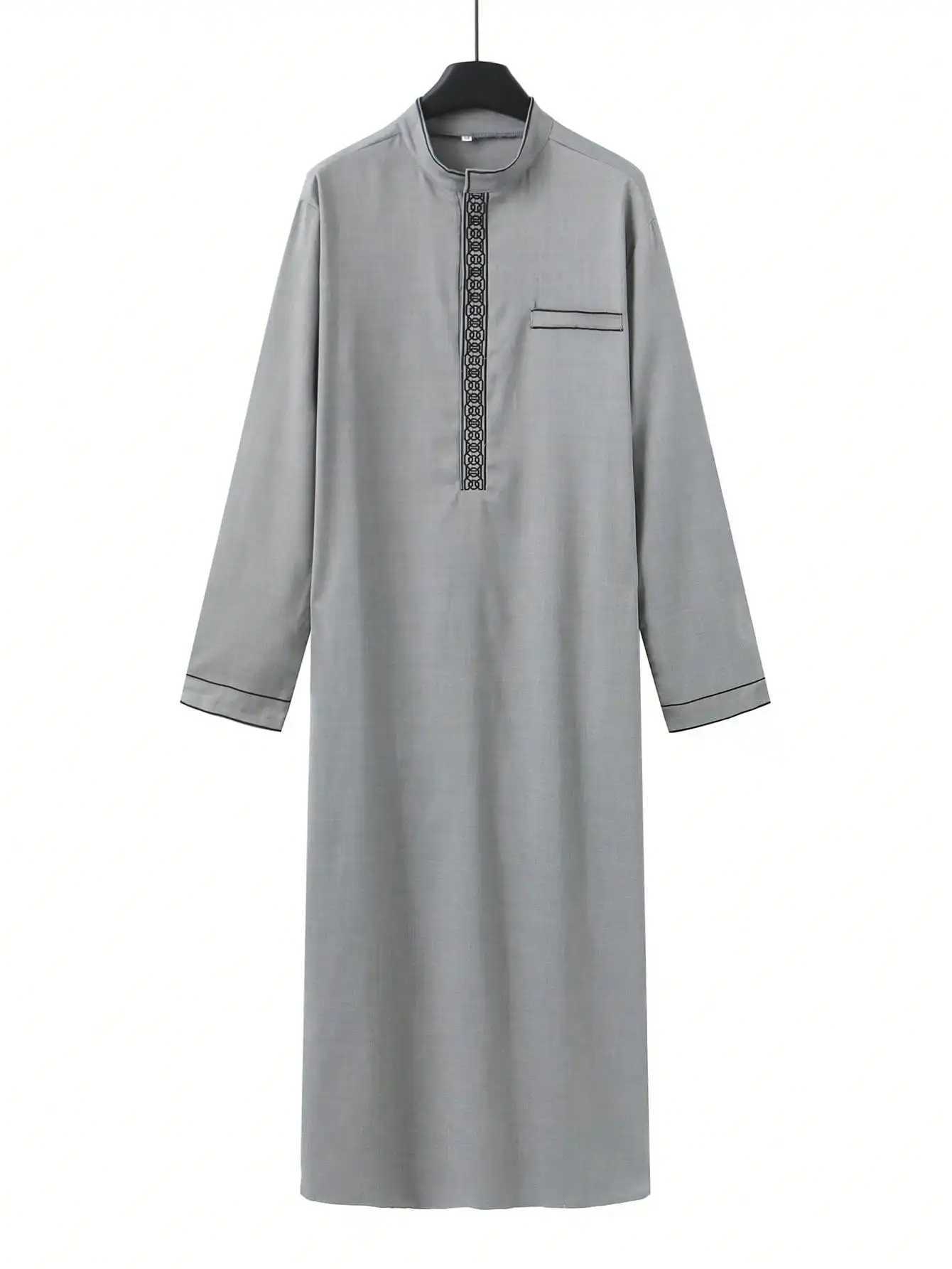 2025 New Muslim Traditional Mens Robe Multi colored Elegant Ethnic Embroidery Mens Robe Simple Casual Loose Robe X2505141