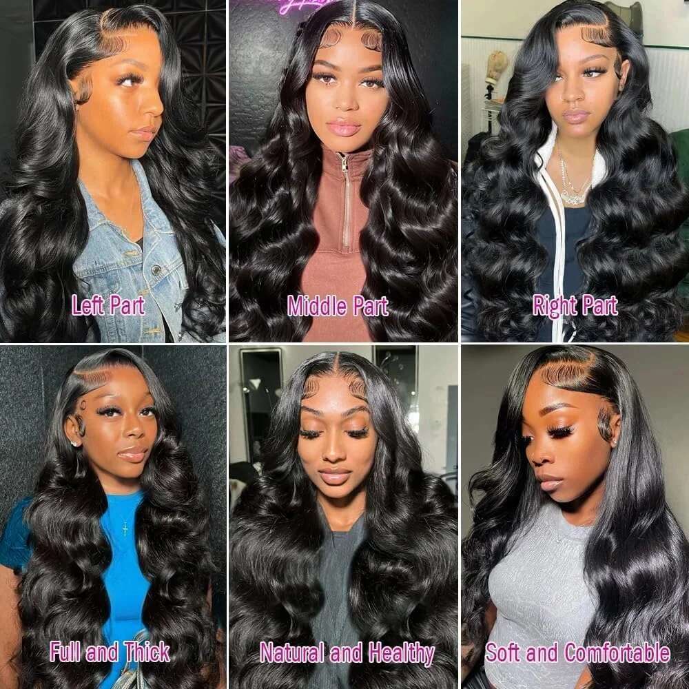 Body Wave 13X6 Frontal Wig Pre Plucked With Baby Hair Natural Hairline Long Wavy Synthetic Lace Front Wigs For Black Women
