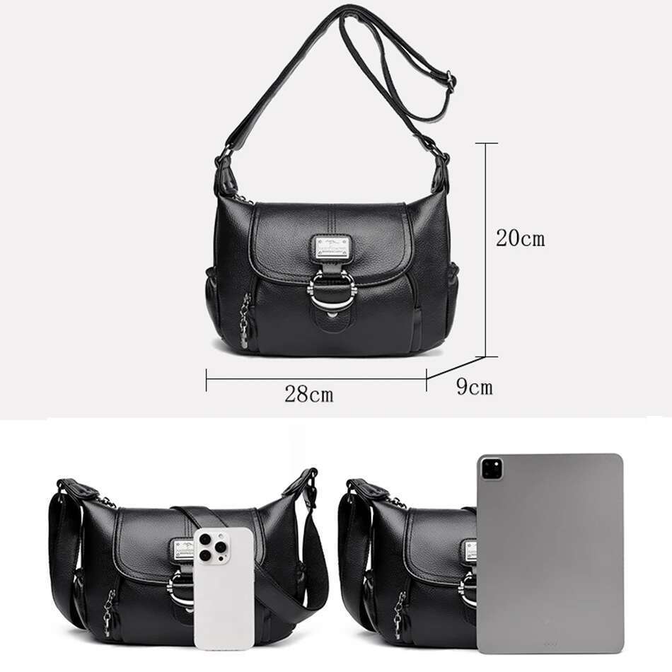 Genuine Brand Crossbody for Women Soft Leather Tote Shoulder Messenger Bags Female Casual Handbag Flap Bag Sac A Main