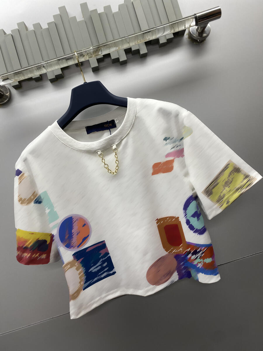 t-shirt designer women brand clothing girl summer shirt fashion printing logo ladies short sleeve shirt lady Metal Chain short t-shirt May 13