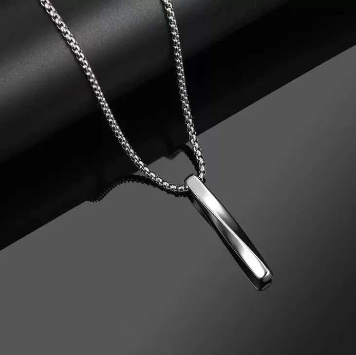 Spiral long necklace, personalized hip-hop stainless steel men's male pendant, sweater chain, jewelry accessories