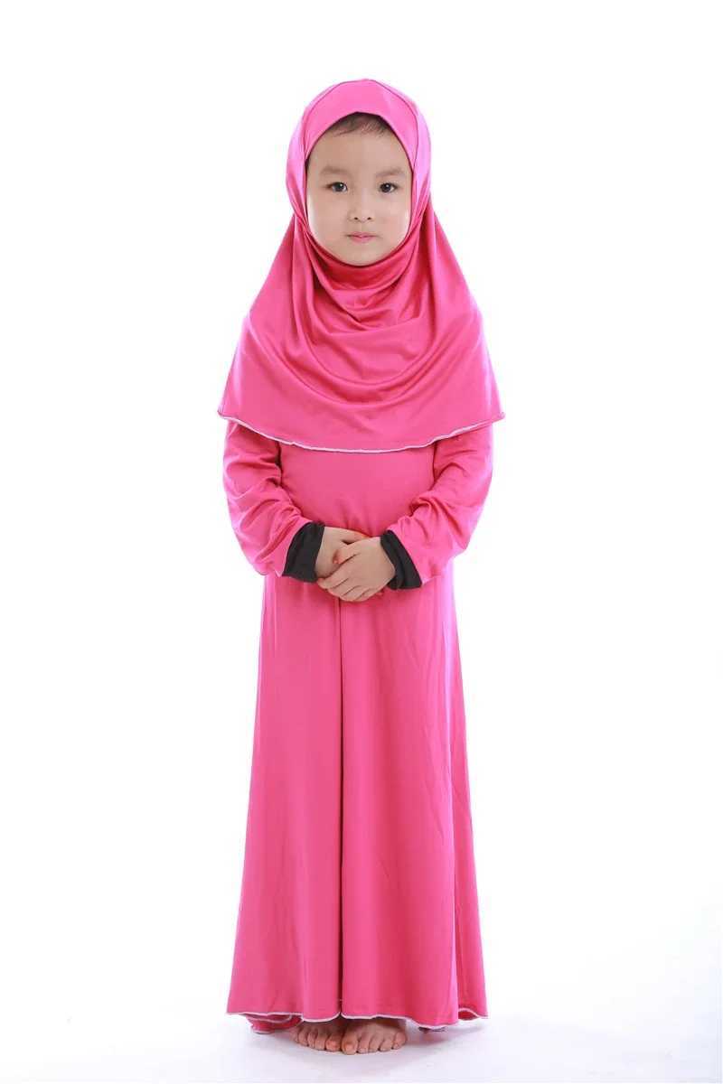 Muslim Kids Girls Prayer Dress Hijab Abaya Robe Arab Dubai Children Ramadan Kaftan Headscarf Islamic Eid Party Gown X250514