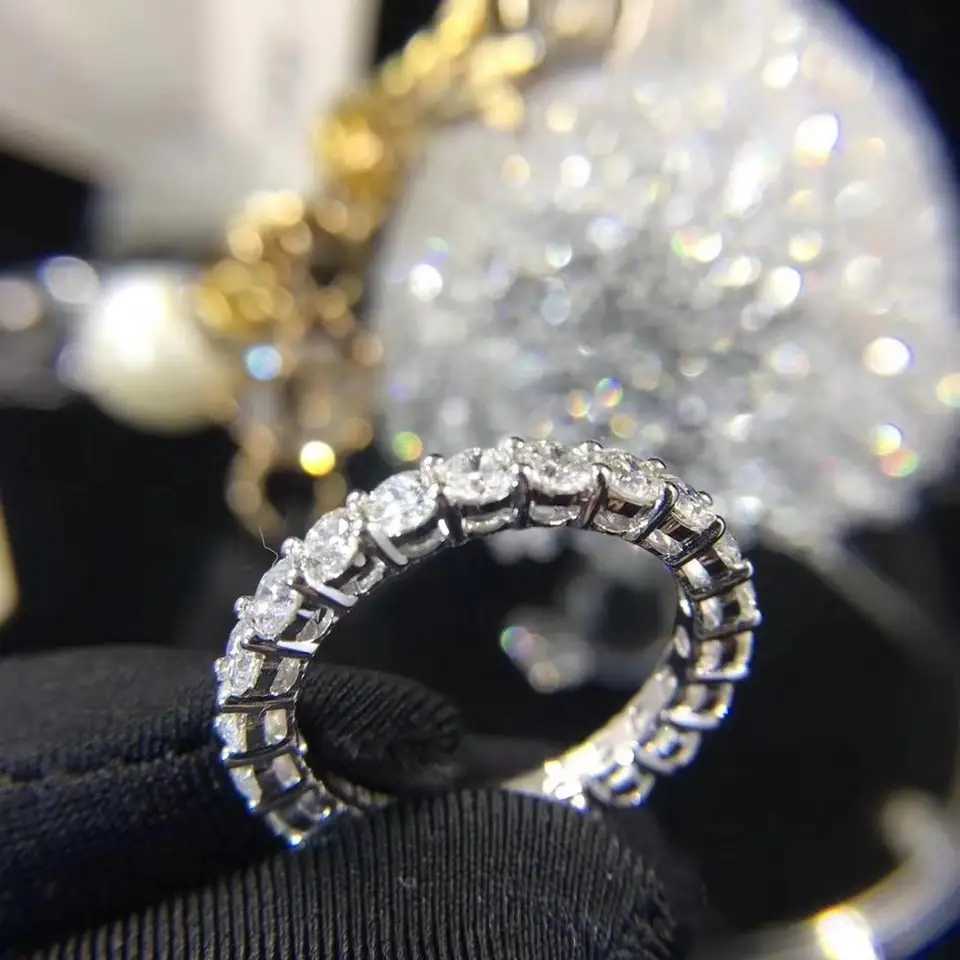 Couple Eternity 4mm Lab Diamond Ring 925 sterling silver Jewelry Engagement Wedding band Rings for Women men Fine Party JewelryXJ250514