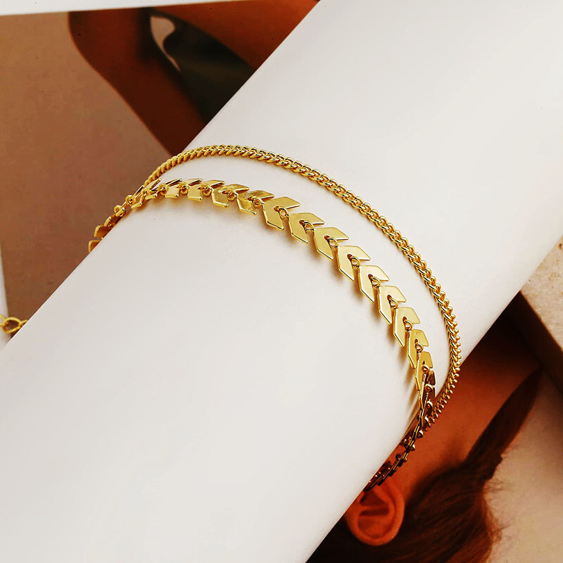 Personalized metal thick double layered ankle chain accessories for women's summer beach fashion
