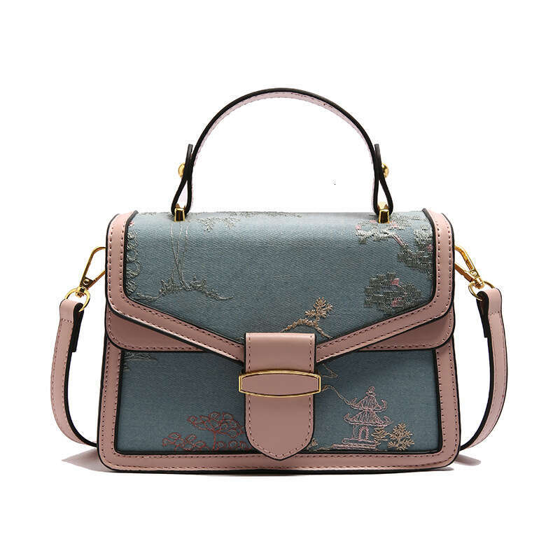 Small Niche Luxury Embroidered Women's Boston Bag, Spring Summer New Collection, Crossbody, Shoulder, Handbag, Trendy And High-End Small Square B