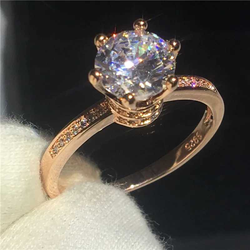 18K Rose Gold Lab Diamond Ring Wedding Band Rings for Women Engagement Promise Party Jewelry GiftXJ250514