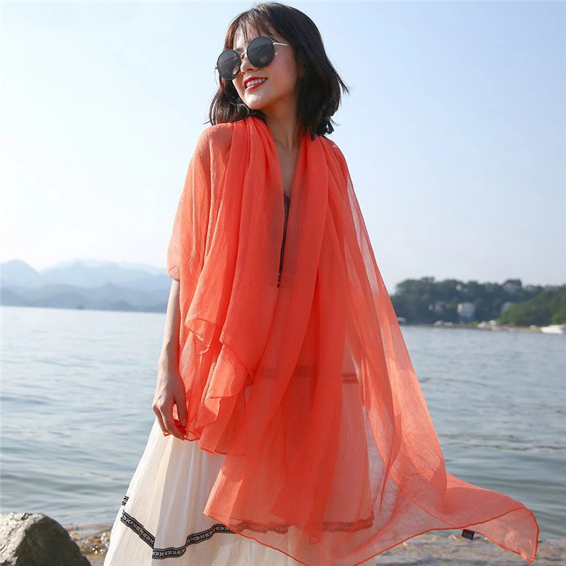 K718 New arrival solid color gauze scarf women's long shawl spring autumn winter versatile